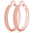 thumbnail image 1 of YOUNGYUE Rose Gold Plated Hoop Earrings for Women, Lightweight Hypoallergenic 50mm Braided Leaf Large Hoops Gift, 1 of 7