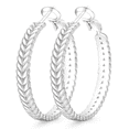 thumbnail image 1 of YOUNGYUE Silver Plated Hoop Earrings for Women, Lightweight Hypoallergenic 40mm Braided Leaf Large Hoop Earrings Gift, 1 of 8