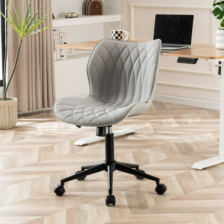 Modern Gray Faux Leather Rolling Office Chair Modern Gray Faux Leather Rolling Office Chair