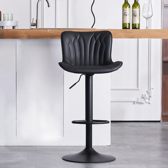 YOUNIKE Bar Stools 1 PCS Black Soft Adjustable Swivel Counter Height Stools