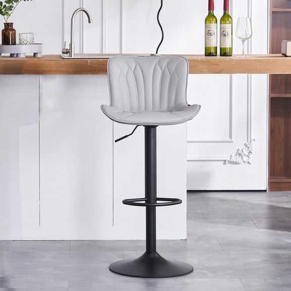 YOUNIKE Bar Stools 1 PCS Gray Soft Adjustable Swivel Counter Height Stools
