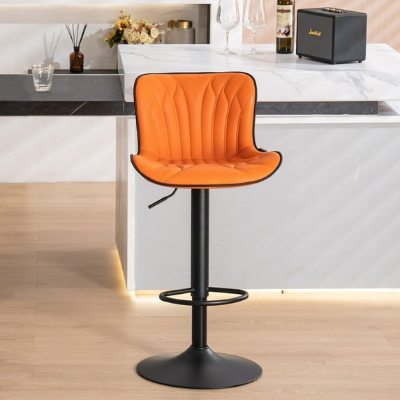 YOUNIKE Bar Stools 1 PCS Orange Soft Adjustable Swivel Counter Height Stools