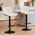 thumbnail image 1 of YOUNIKE Bar Stools Set of 2 Adjustable PU Leather Counter Stools with Diamond Lattice Texture Backrest, White, 1 of 12