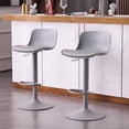 thumbnail image 1 of YOUNIKE Bar Stools Set of 2, PU Leather Bar Chairs, Swivel Sturdy Metal Base, Height Adjustable Counter Stools, Gray, 1 of 7