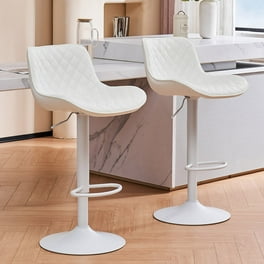 Angel Line Cambridge 24 inch Padded Saddle Stool-White w/ Blue Cushion Set of 2