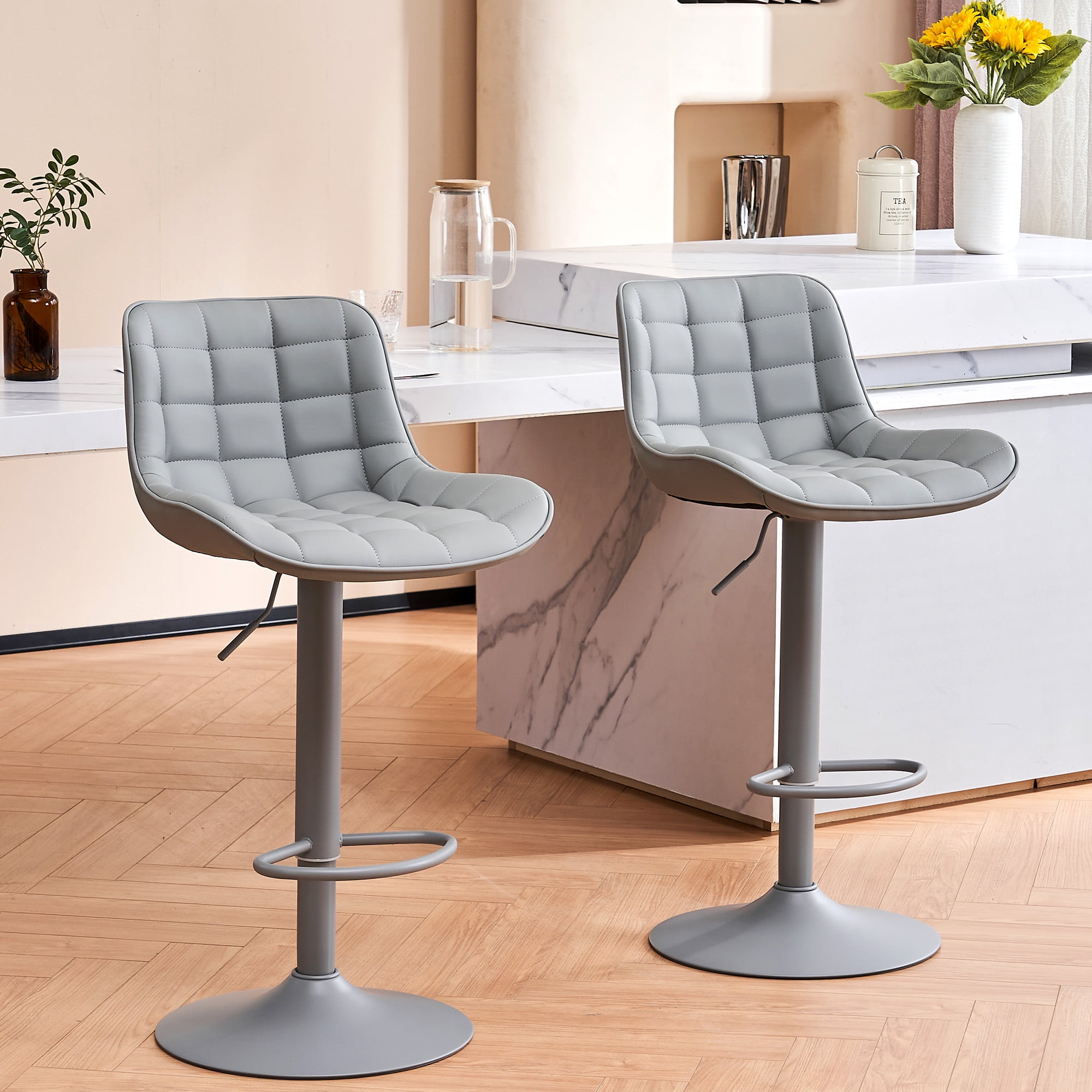 YOUNIKE Bar Stools with Soft Cushion Set of 2 Adjustable Swivel Bar