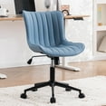 thumbnail image 1 of YOUNIKE Cute Armless Office Desk Chair Modern Upholstered Faux Leather Swivel Task Chair, Blue, 1 of 11