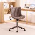 thumbnail image 1 of YOUNIKE Cute Armless Office Desk Chair Modern Upholstered Faux Leather Swivel Task Chair, Brown Same-Colored Bottom, 1 of 7