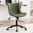 thumbnail image 1 of YOUNIKE Cute Armless Office Desk Chair Modern Upholstered Faux Leather Swivel Task Chair, Green, 1 of 12