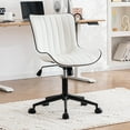 thumbnail image 1 of YOUNIKE Cute Armless Office Desk Chair Modern Upholstered Faux Leather Swivel Task Chair, White, 1 of 7