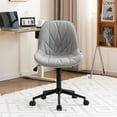 thumbnail image 1 of YOUNIKE Desk chair, Armless Swivel Office Chair, Faux Leather Task Chairs, Upholstered Computer Chair, Home Chair with Wheels, Bedroom, Dorm, Living Room, Gray, 1 of 15