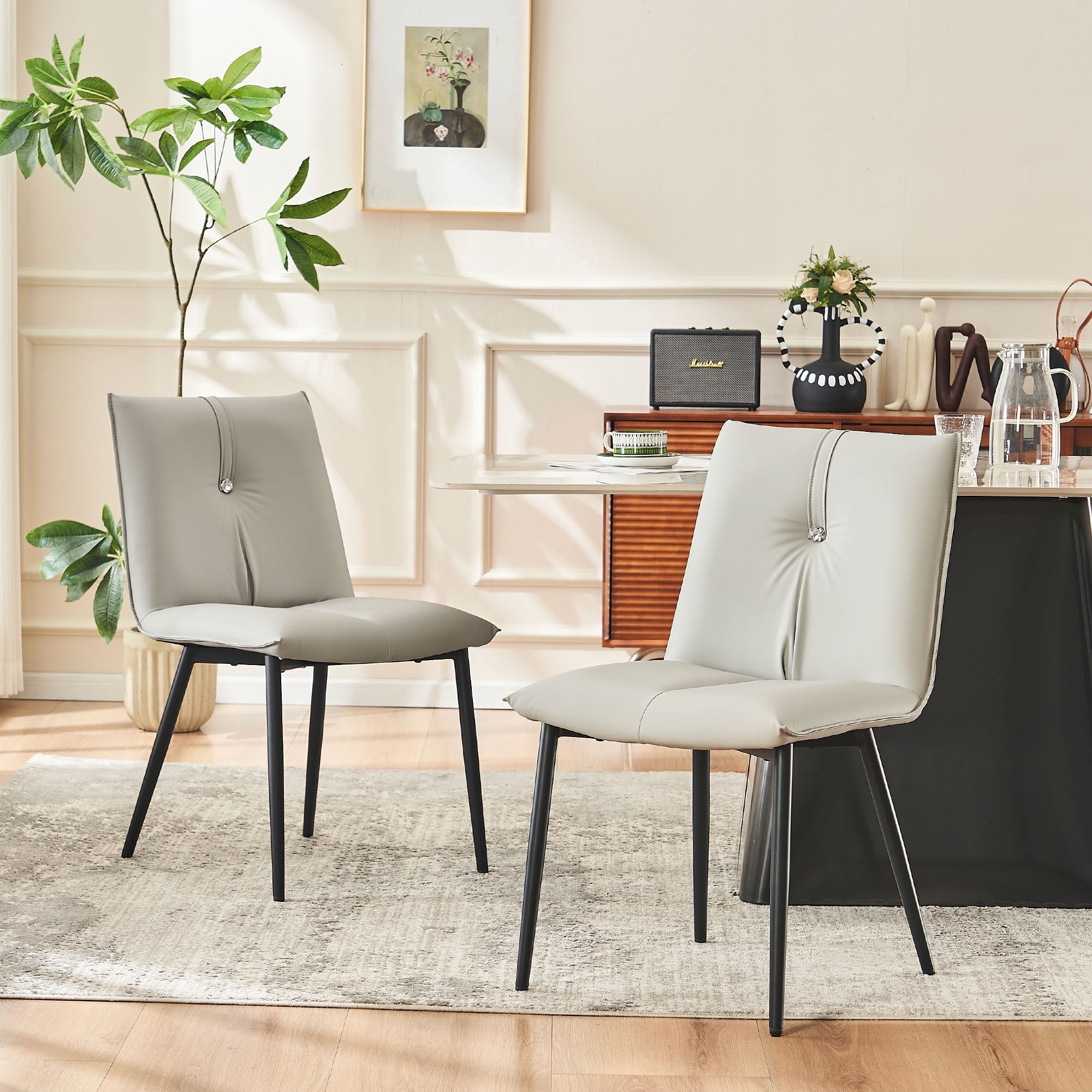 YOUNIKE Dining Chairs Set of 2, Modern Faux Leather Dining Chairs