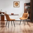 thumbnail image 1 of YOUNIKE Dining Chairs Set of 2, Upholstered Dining Room Chairs with Metal Legs, Faux Leather Kitchen Chairs, Armless Side Chairs, Large Padded, Metal Legs, Tan, 1 of 14