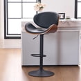thumbnail image 1 of YOUNIKE Modern 24”H Swivel Barstool, Adjustable Height Counter Stool with Bentwood, Faux Leather Upholstered Bar Stool with Metal Frame, Black, 1 of 22