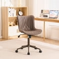 thumbnail image 1 of YOUNIKE Modern Office Chair with Wheels Adjustable Ergonomic Desk Task Chair in Mid-Back Brown Same-Colored Bottom PU Design, 1 of 12