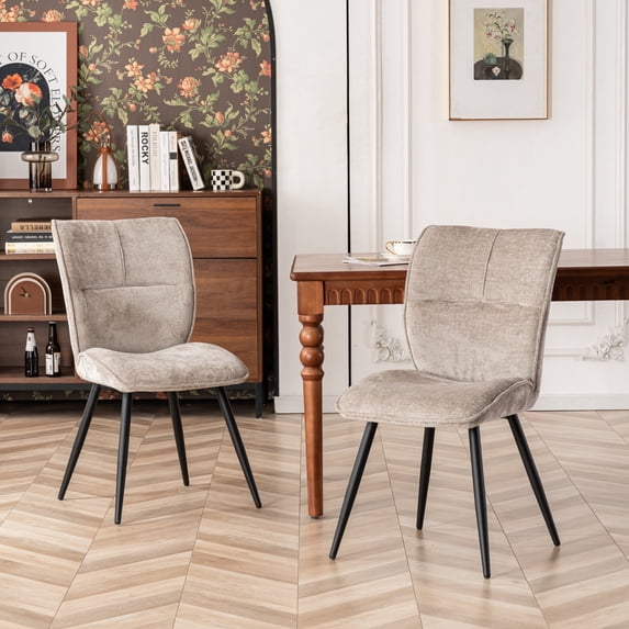 YOUNIKE Set of 2 Dining Chairs, Classic Design, Armless Side Chairs, High Back Kitchen Chairs, Soft Cushion, Gray