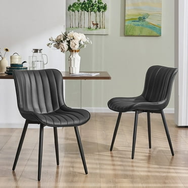 YOUNIKE Soft Dining Chair Set of 2 Black PU Leather Upholstered Full Back Side Chair