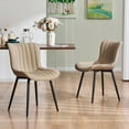 thumbnail image 1 of YOUNIKE Soft Dining Chair Set of 2 Faux Leather Upholstered Wide Back Kitchen Chair， Khaki, 1 of 7