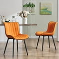 thumbnail image 1 of YOUNIKE Soft Dining Chair Set of 2 Orange Faux Leather Upholstered Full Back Side Chair, 1 of 7