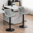 thumbnail image 1 of YOUNIKE Swivel Bar Stools Set of 2 Adjustable Leather Counter Barstool, Gray, 1 of 8