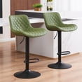 thumbnail image 1 of YOUNIKE Upholstered Bar Stools Set of 2 PU Leather Adjustable Counter Bar Stools with Back, Green, 1 of 6