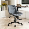 thumbnail image 1 of YOUNIKE Upholstered Desk Chair, Armless Computer Chair with Wheels，Modern Faux Leather Office Chair，Adjustable Swivel Rolling Chair，Adjustable Height，Suitable for Office, Home, Gray Purple, 1 of 15