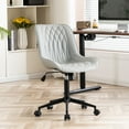 thumbnail image 1 of YOUNIKE Upholstered Desk Chair, Armless Computer Chair with Wheels，Modern Faux Leather Office Chair，Adjustable Swivel Rolling Chair，Adjustable Height，Suitable for Office, Home, Gray, 1 of 15