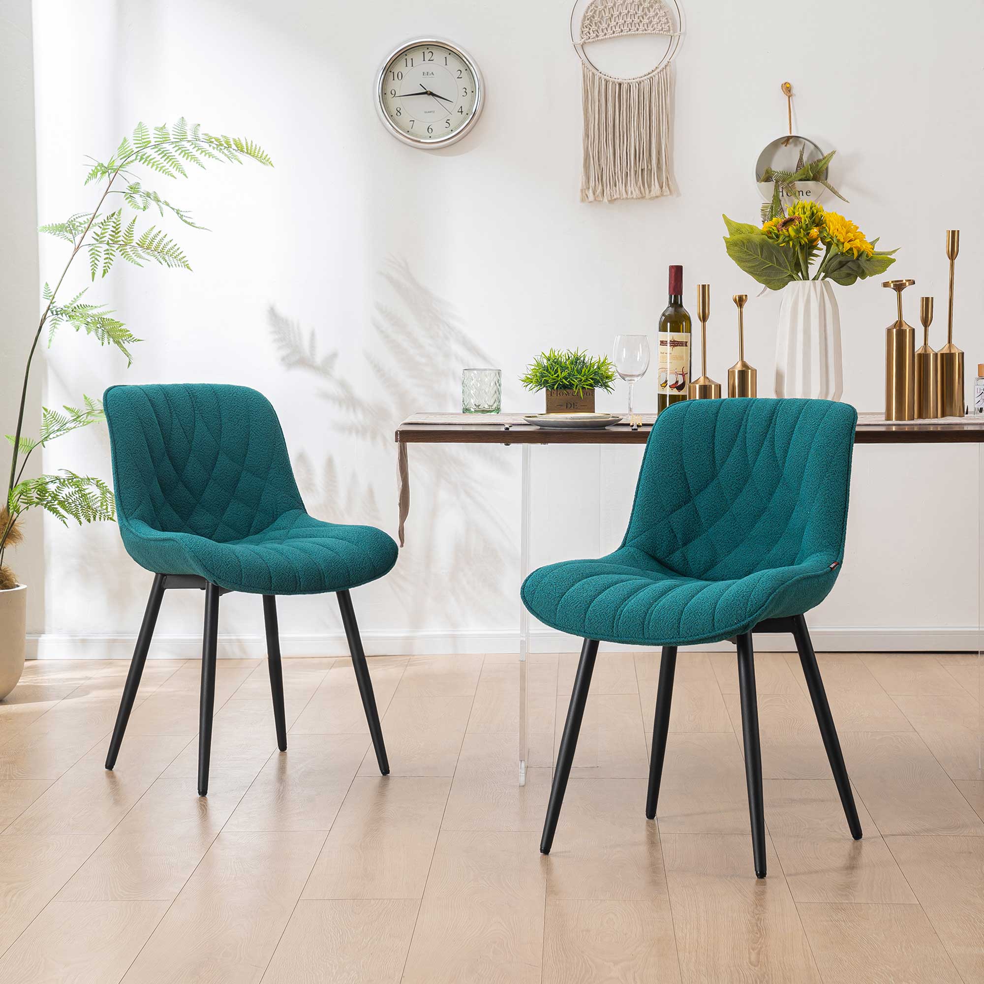 Novogratz Burma Upholstered Dining Chair, Green (2pack)