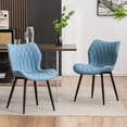 thumbnail image 1 of YOUNIKE Upholstered Dining Chairs Set of 2, Faux Leather Kitchen Chairs, Modern Side Chairs, Wide Curved Back, Metal Legs, Blue, 1 of 15