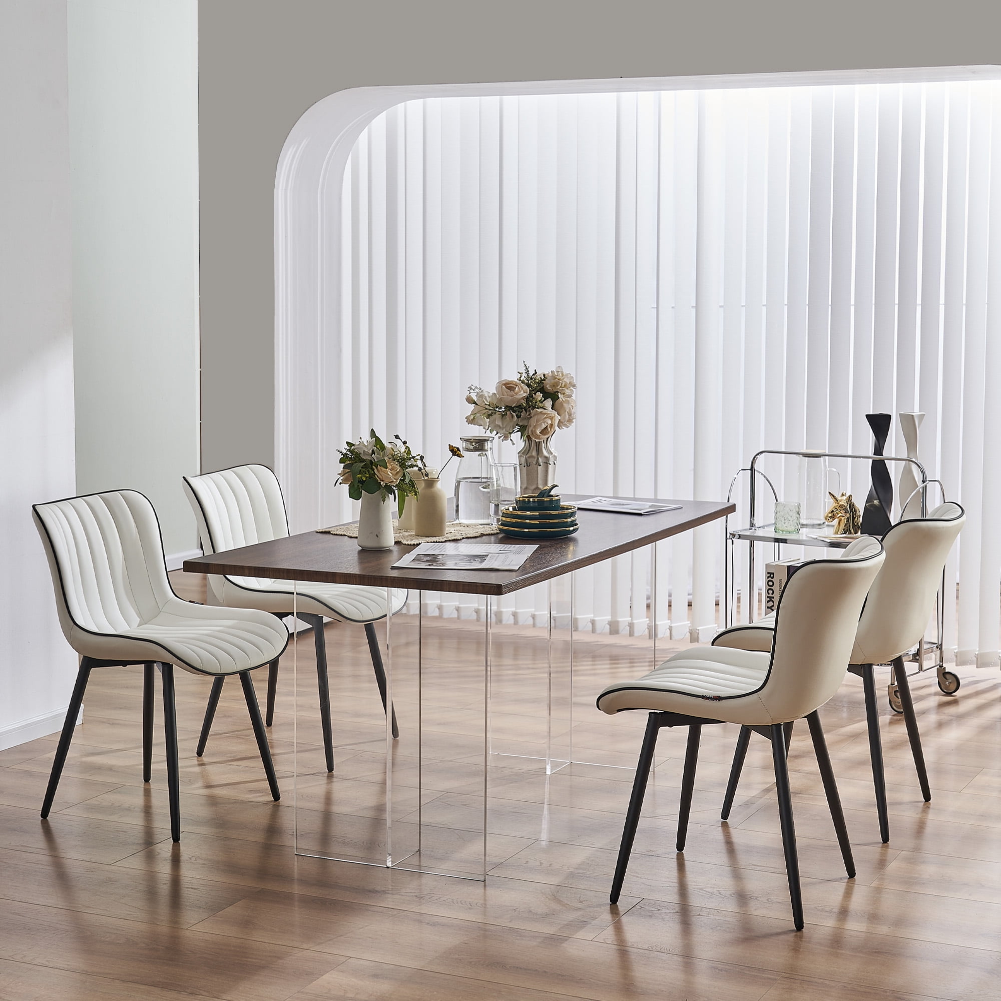 Kitchen Chairs Set White Leather Look Dining Chairs Mainstays Mid