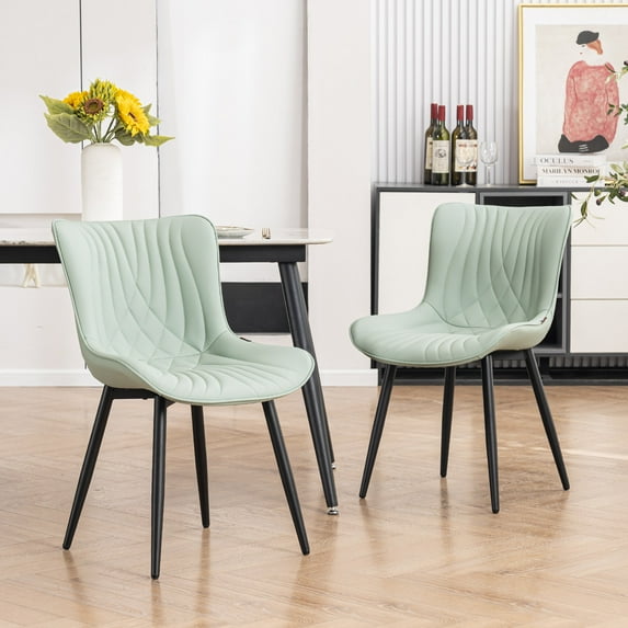 YOUNIKE Upholstered Dining Chairs with Metal Legs Set of 2 Modern Kitchen Dinner Side Chair, Light Green
