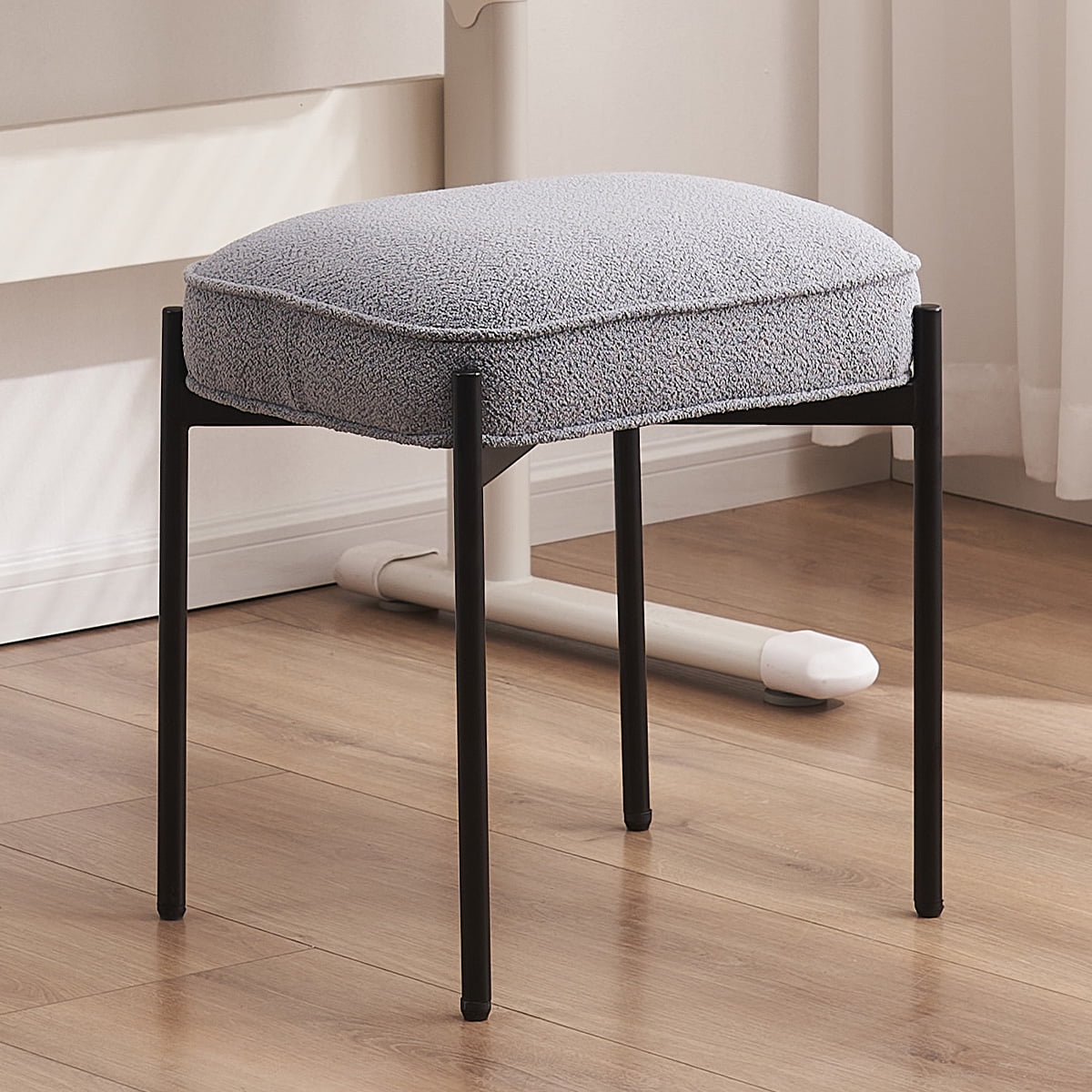 Hodedah Grey PU Vanity Stool Walmart