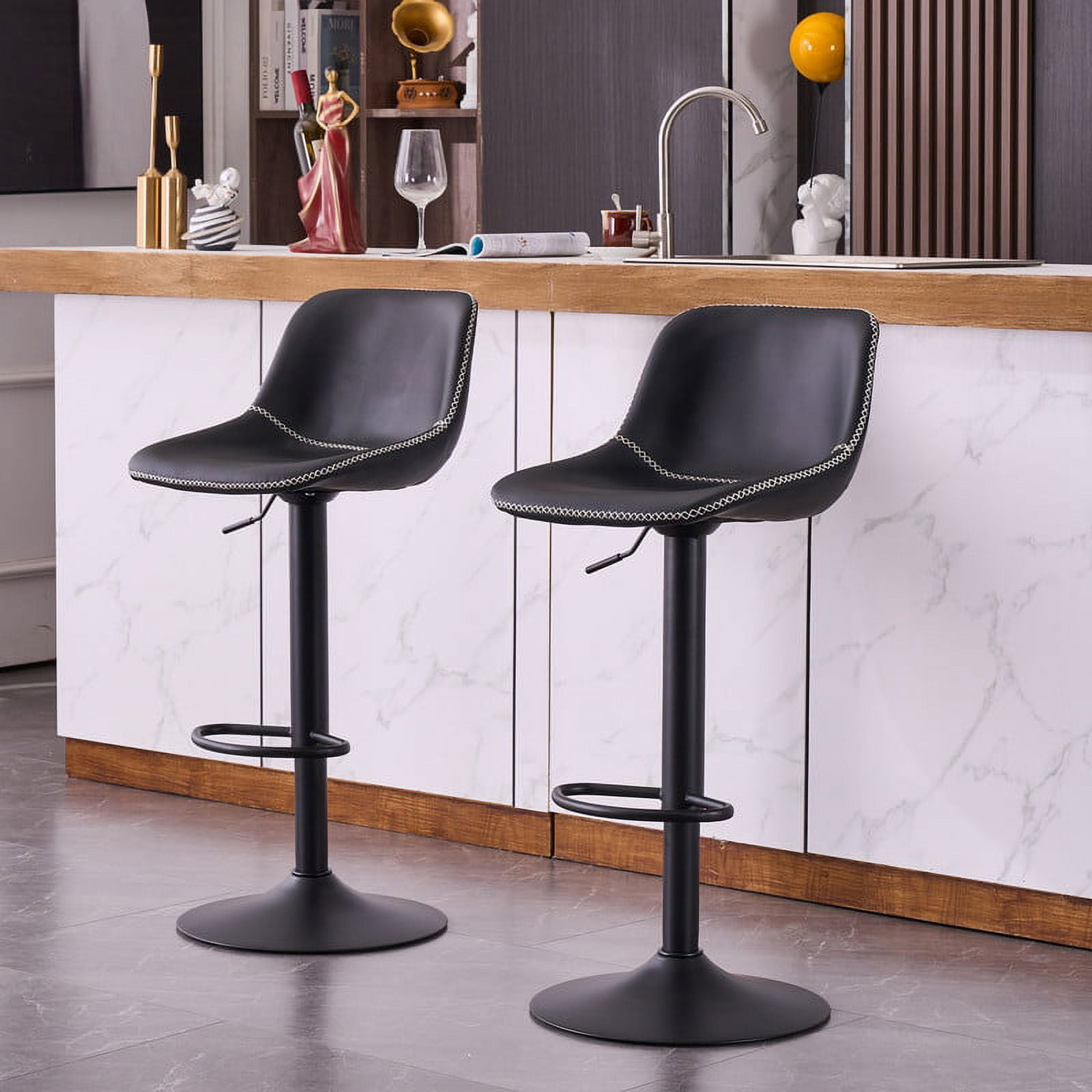 YOUNUOKE Modern Bar Stools Set of 2 Woven Faux Leather Swivel
