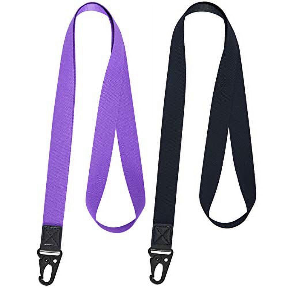 YOUOWO Lanyards 2 Pack Neck Purple Lanyard Black Lanyard for Keys id Badges  Holder Office Thickening lanyards with Clip Strong Black Hook Keychain 