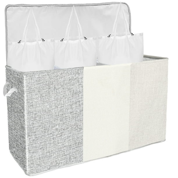 YOUPINS 144L Laundry Hamper with Lid 3 Section Laundry Basket