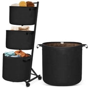 YOUPINS 3-Tier Laundry Hamper Sorter,Laundry Storage Organizer with Wheels Removable Rolling Laundry Baskets for Home,Bathroom,Dorm,Laundry Room,Black