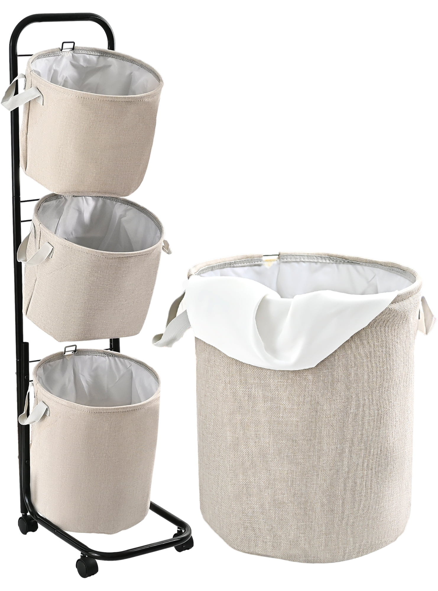 YOUPINS 3Tier Laundry Hamper Sorter, Laundry Storage Organizer with