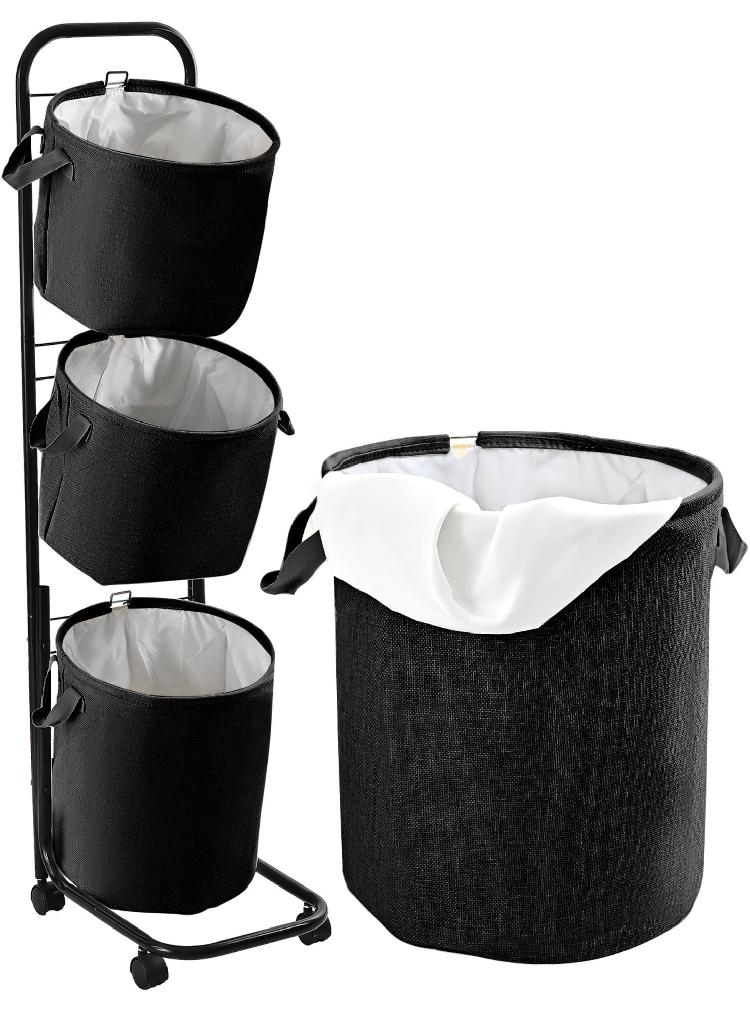 YOUPINS 3Tier Laundry Hamper Sorter, Laundry Storage Organizer with Wheels Movable Rolling