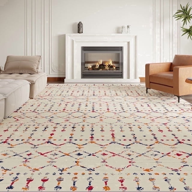 Cozydesg 8'x10' Area Rugs,Large Soft Bohemian Moroccan Area Rugs for Living Room Bedroom Dining Room Modern Decor Carpet,Washable,Colorful 1