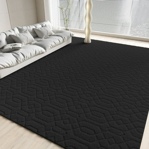 YOUPINS Area Rug for Living Room,5'x8' High-Low Textured Boho Shag Washable Area Rug with Non-Slip Backing,Modern Decor Carpet for Indoor,Bedroom,Dining Room