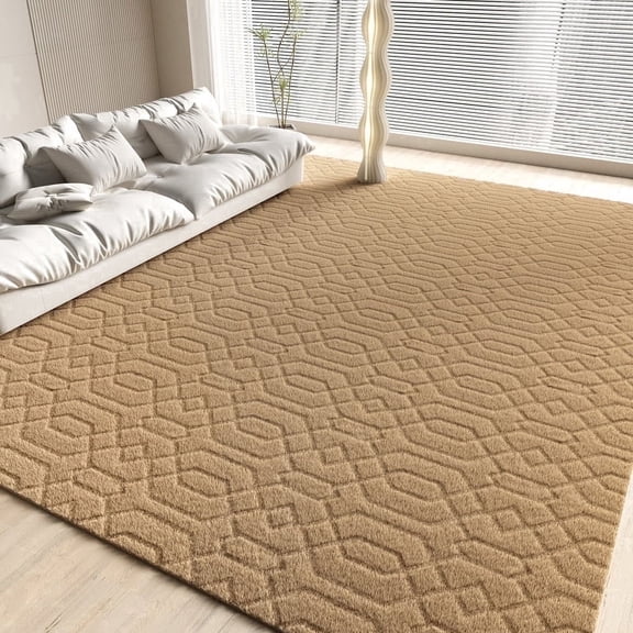 CozyDesg Area Rug for Living Room,5'x8' High-Low Textured Boho Shag Washable Area Rug with Non-Slip Backing,Modern Decor Carpet for Indoor,Bedroom,Dining Room