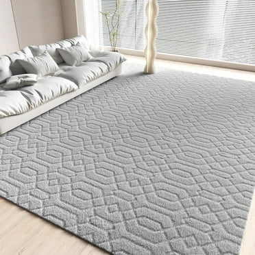YOUPINS Area Rug for Living Room,8'x10' High-Low Textured Boho Shag Washable Area Rug with Non-Slip Backing,Modern Decor Carpet for Indoor,Bedroom,Dining Room
