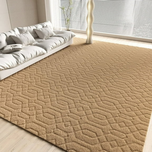 YOUPINS Area Rug for Living Room,8'x10' High-Low Textured Boho Shag Washable Area Rug with Non-Slip Backing,Modern Decor Carpet for Indoor,Bedroom,Dining Room