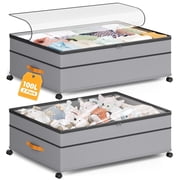 YOUPINS XXXL 100L Under Bed Storage with Wheels,2 Pack Under Bed Storage Containers,Storage Bins with Lids for Clothes Shoes Blankets,Gray