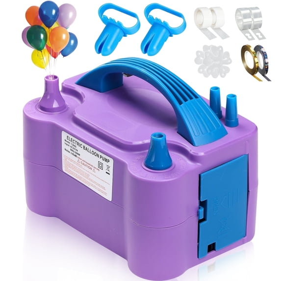 IZNEN purple electric balloon pump with dual nozzle blower, 5.3in x 8in x 5.9in, for party decoration