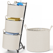 YOUPIS 3-Tier 111L Laundry Hamper Sorter,Laundry Storage Organizer with Wheels Removable Rolling Laundry Baskets for Bathroom, Dorm, Laundry Room,Beige