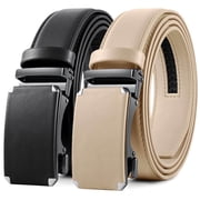 Mens Belts for YOORAN,2 pack Leather DressBelt Casual Wear Jeans Classicbelt 1.25", Adjustable  Trim to Fit Everywhere