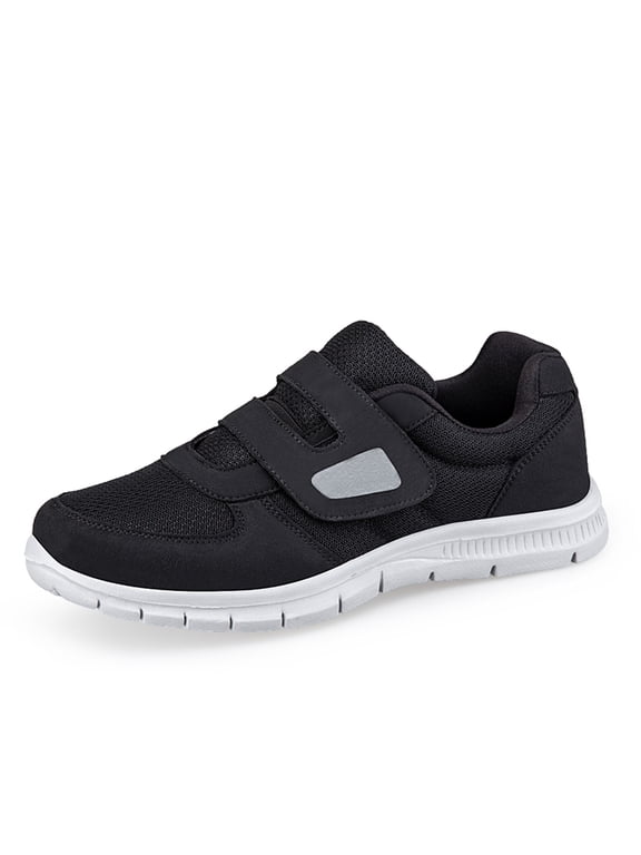 Walking Shoes for Women Men Extra Wide Width Hook & Loop Elderly Shoes with Adjustable Strap Lightweight Breathable Easy On/Off