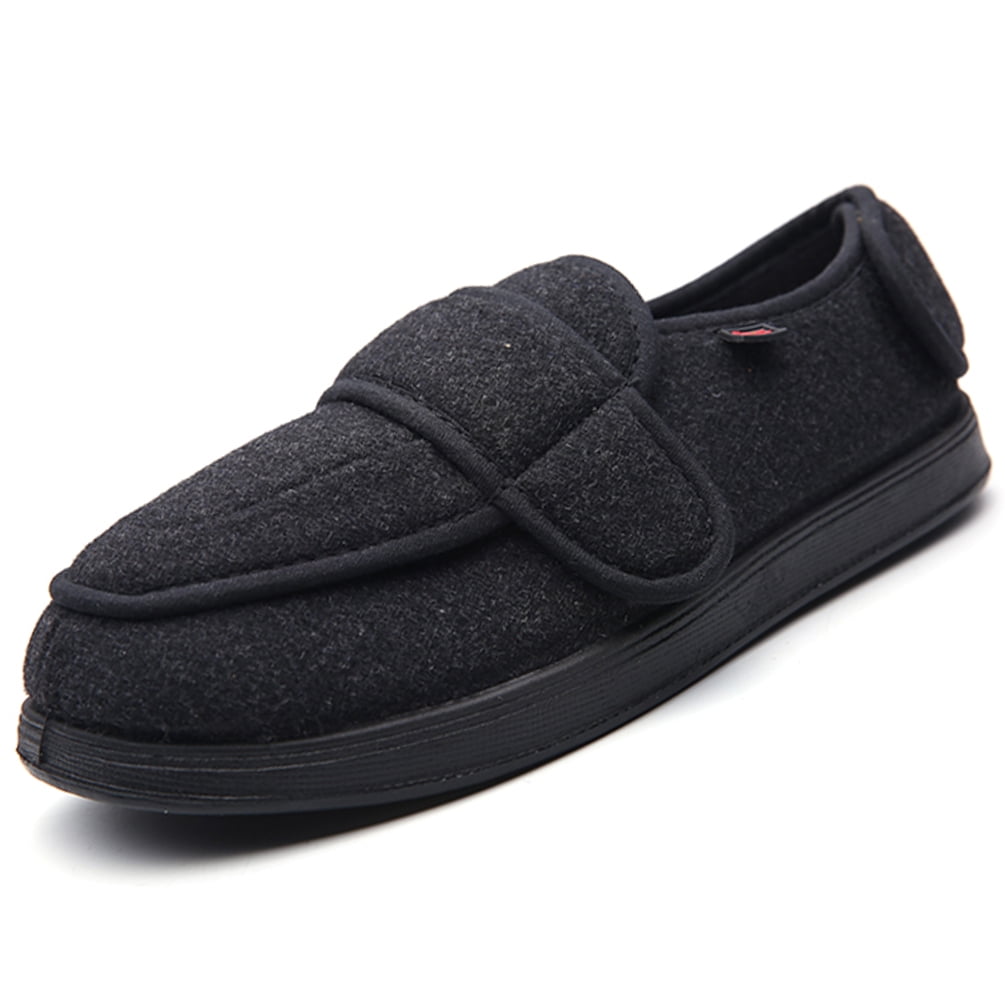 YOURDIARY Men's Adjustable Diabetic Slippers Memory Foam Arthritis Edema Swollen House Shoes