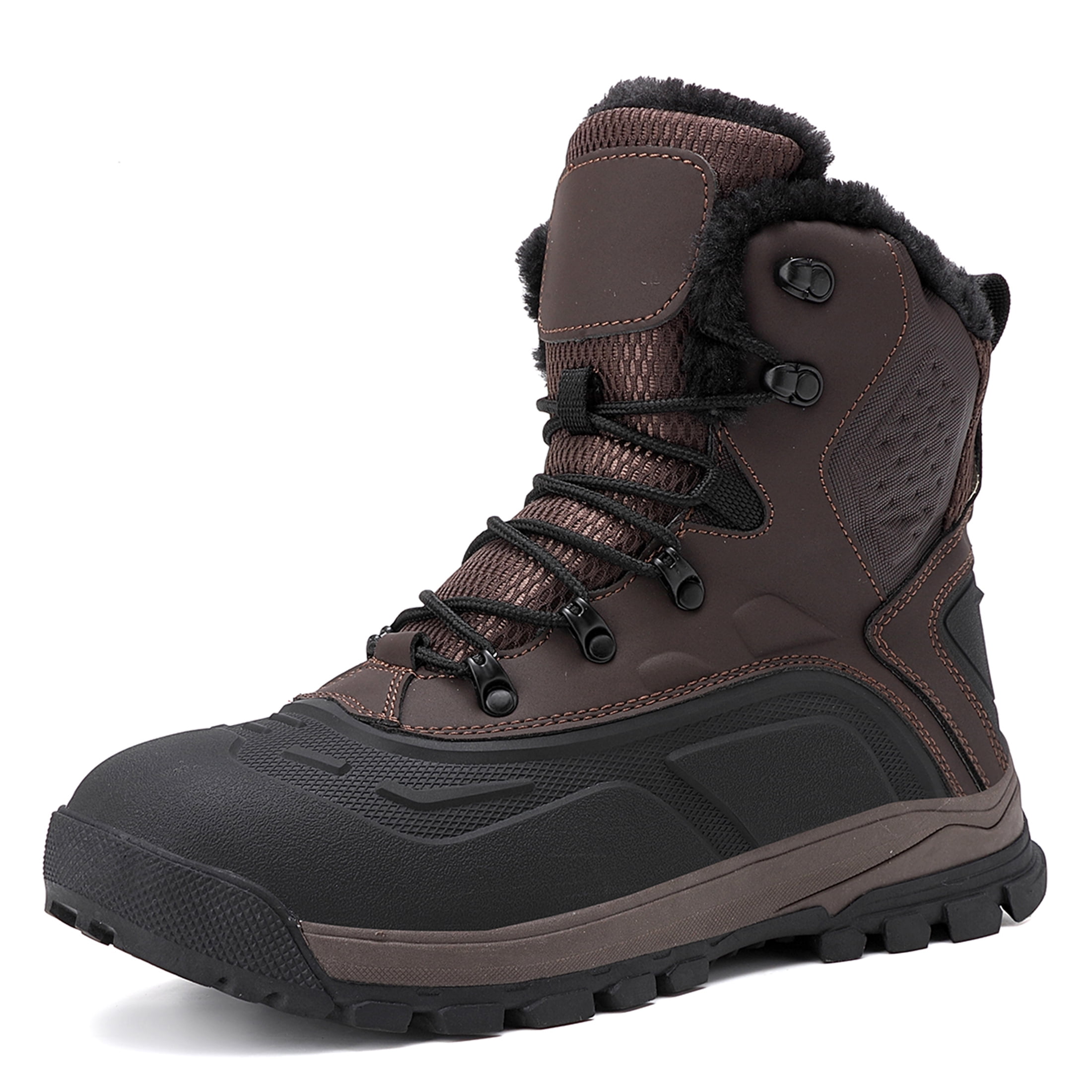 YOURDIARY Men's Ankle-High Waterproof Hiking Boots Snow Boots Outdoor Shoes Trekking Trails Faux Fur Lined